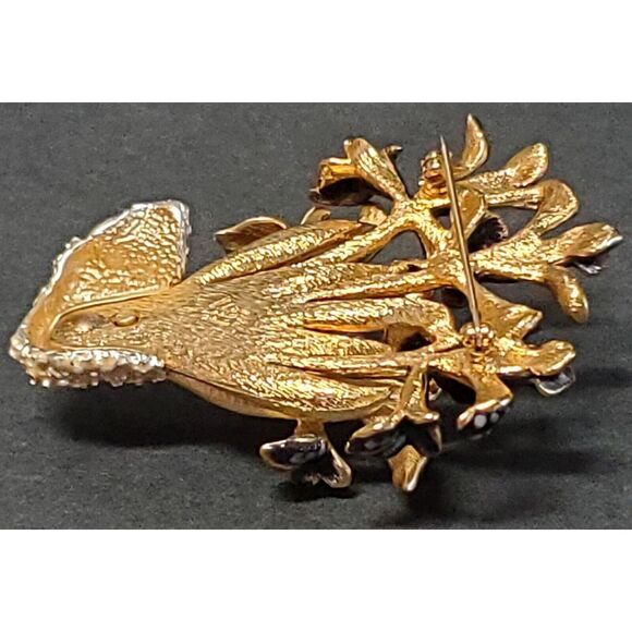 VTG Brooch Enamel Cloisonne Iris Flower Sign World Wide Imports MCM Blk/Grn Pin - Picture 13 of 14